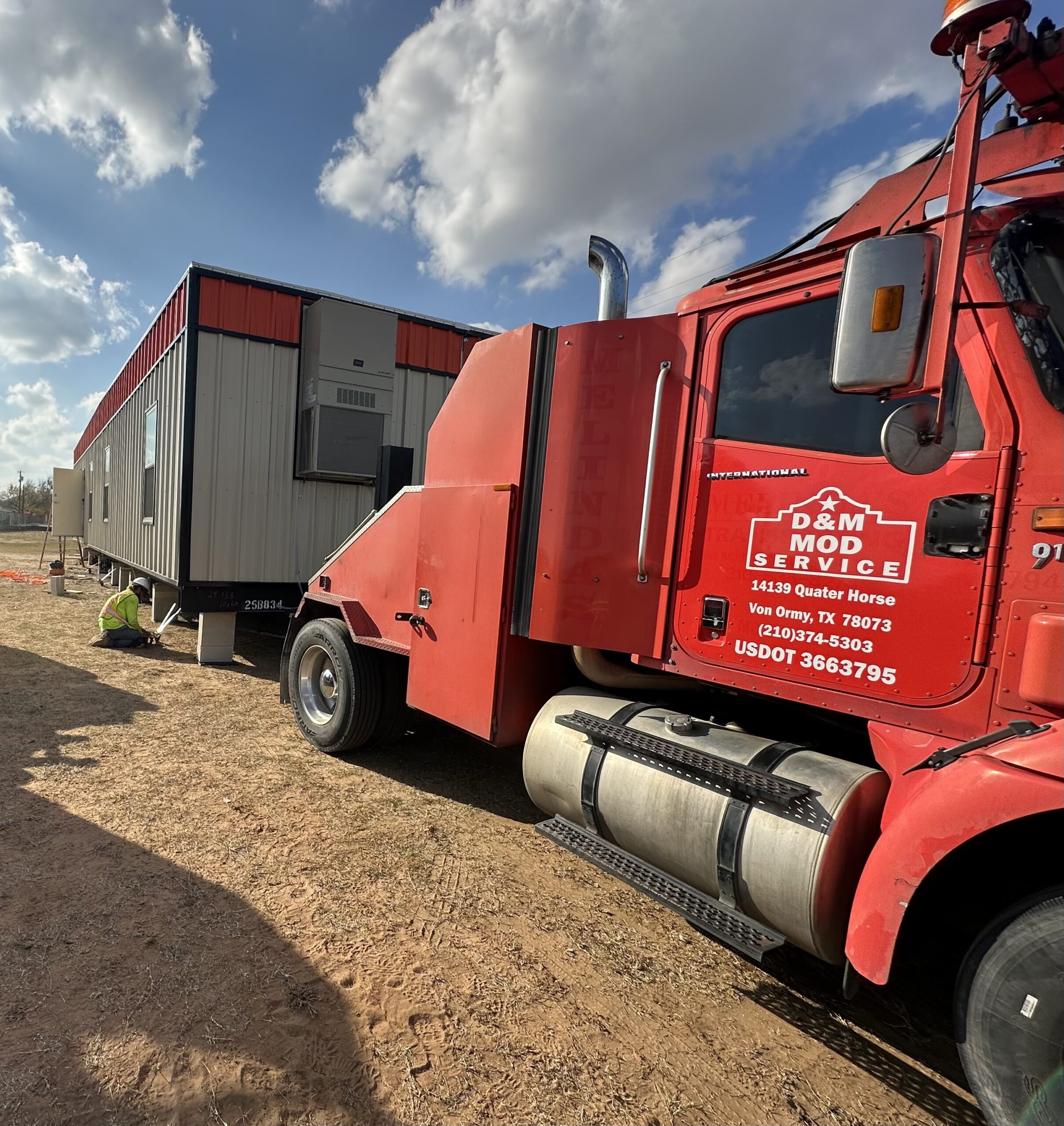Office trailer setup on construction site