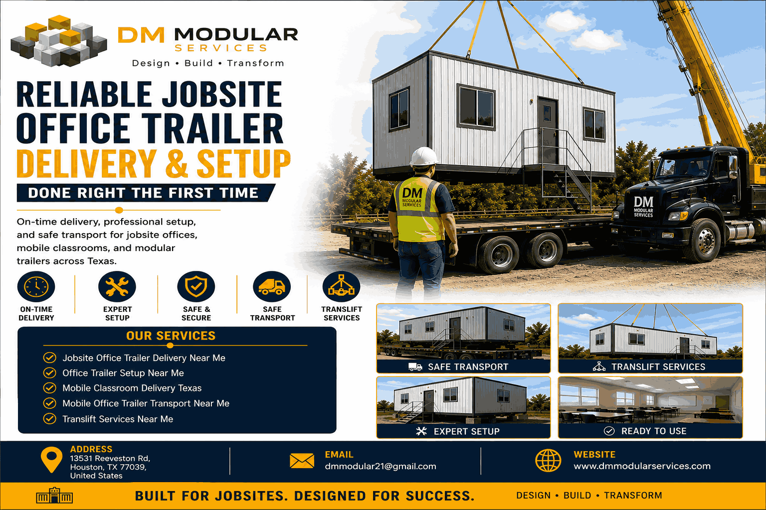 Reliable Jobsite Office Trailer Delivery & Trailer Setup